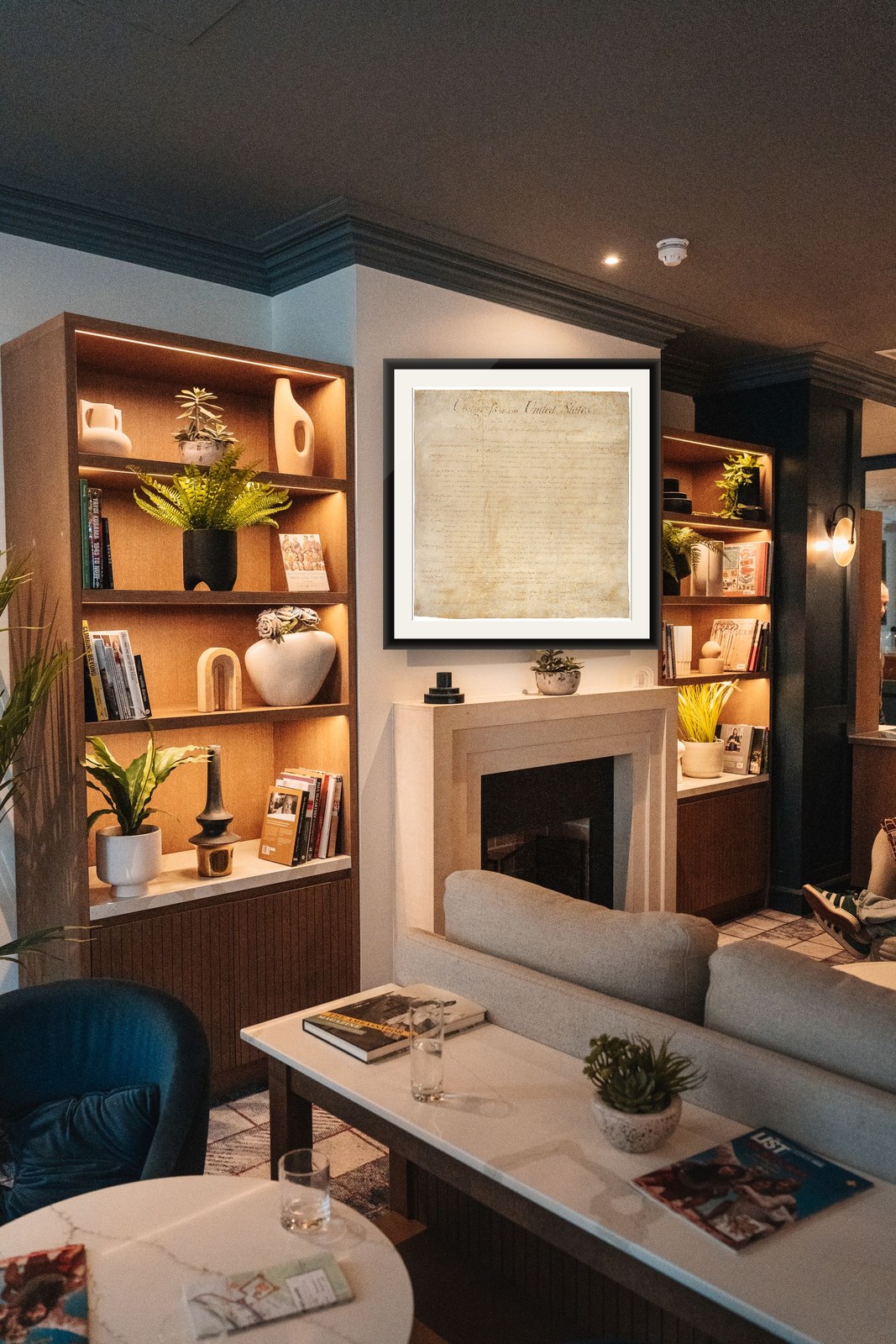 The Bill of Rights, framed and hung in a private room