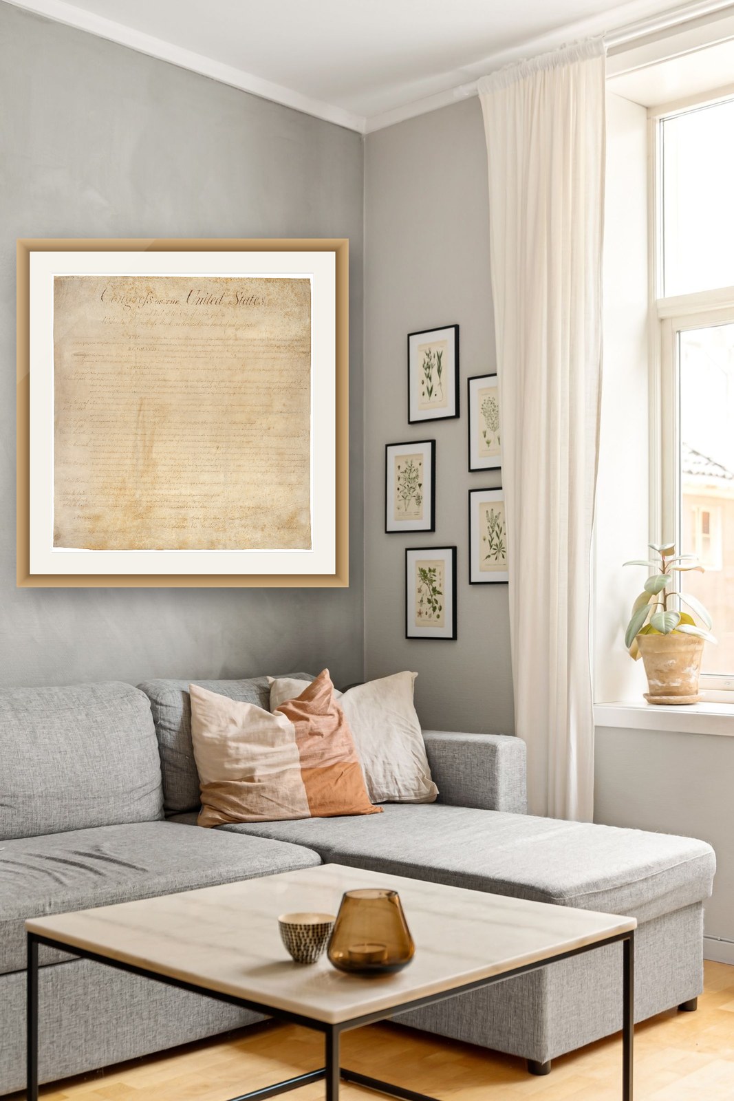On the wall — natural oak