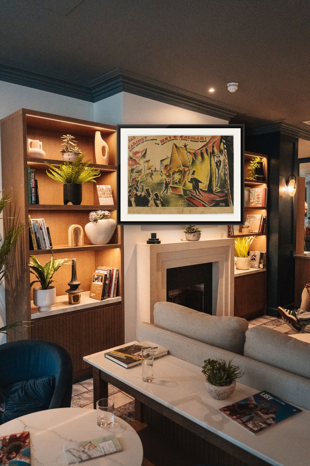 The Cabinet of Dr. Caligari (1920), framed and hung in a private room