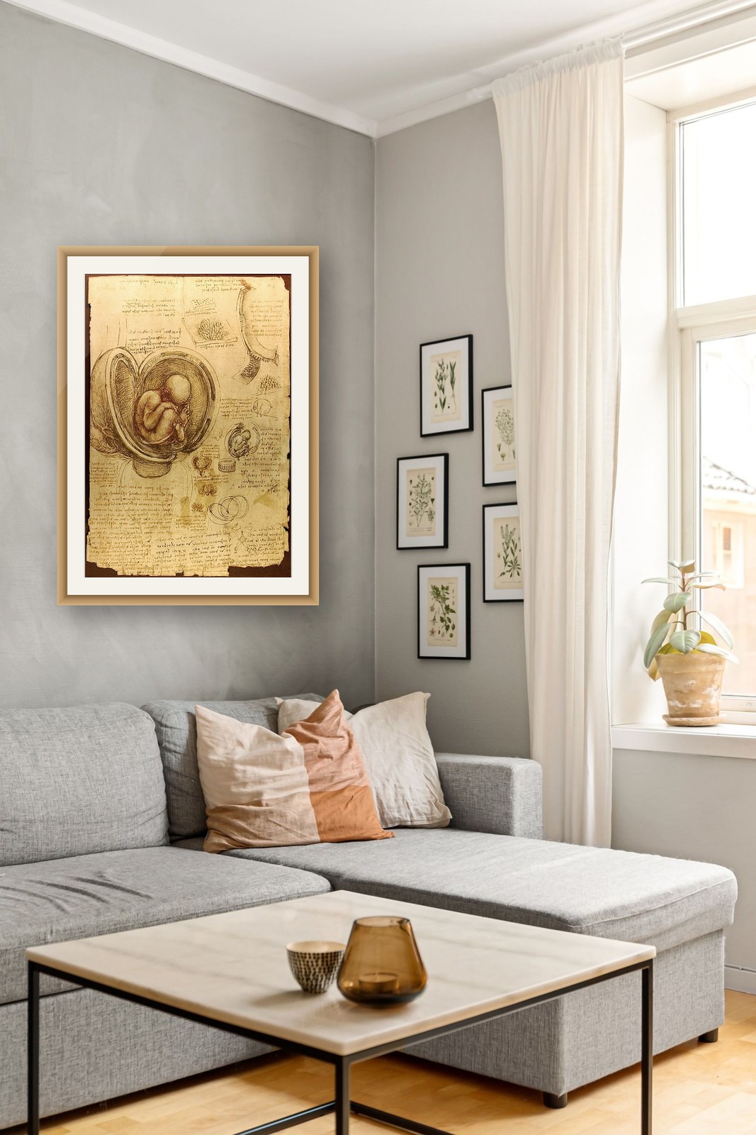 On the wall — natural oak