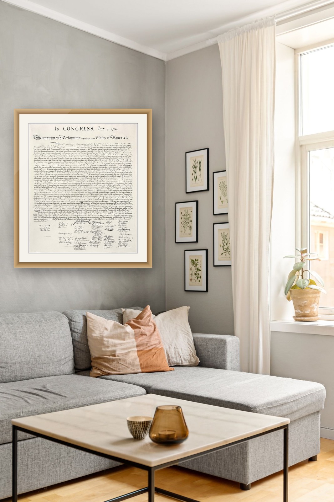 On the wall — natural oak