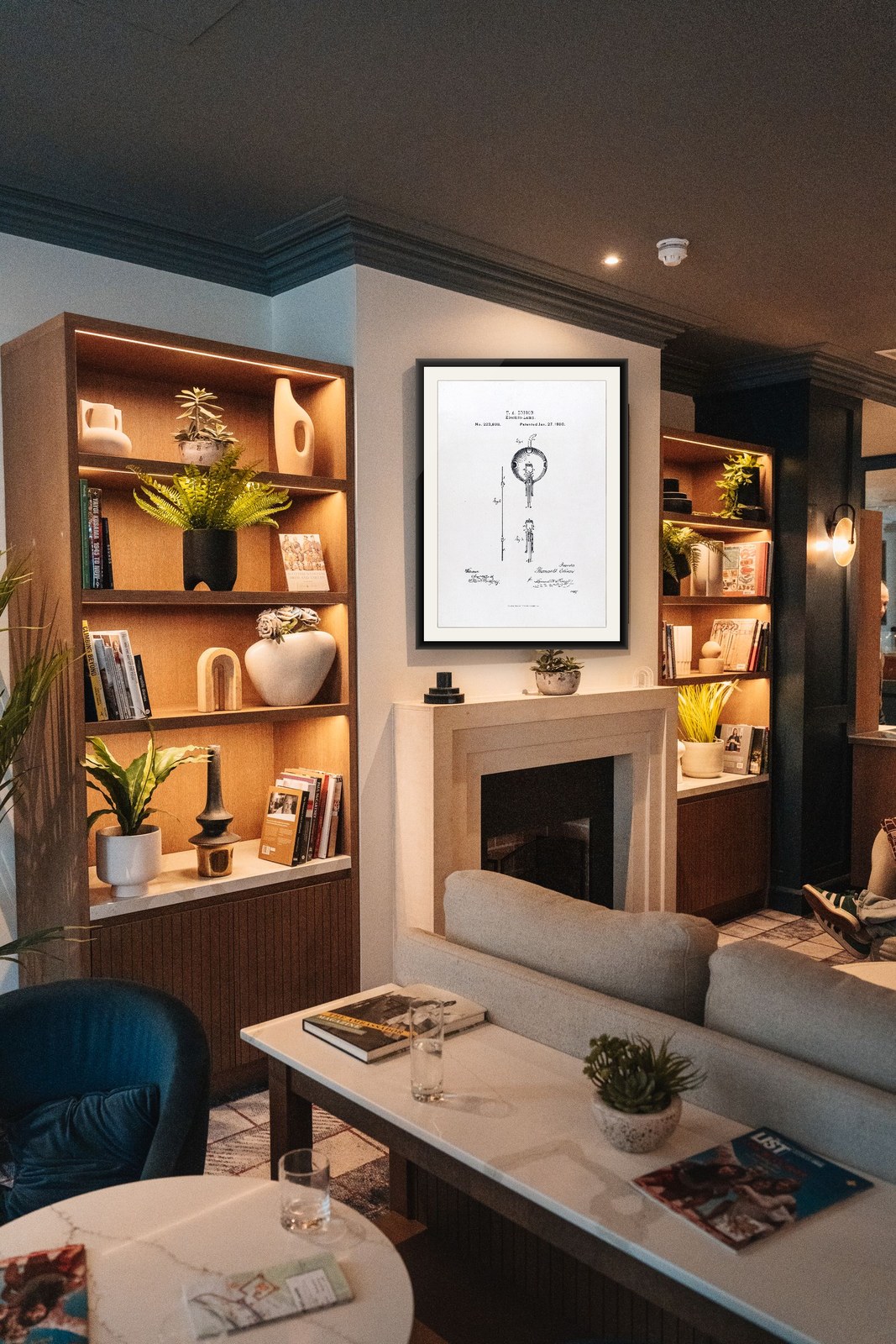 The Edison Lamp — Patent, framed and hung in a private room