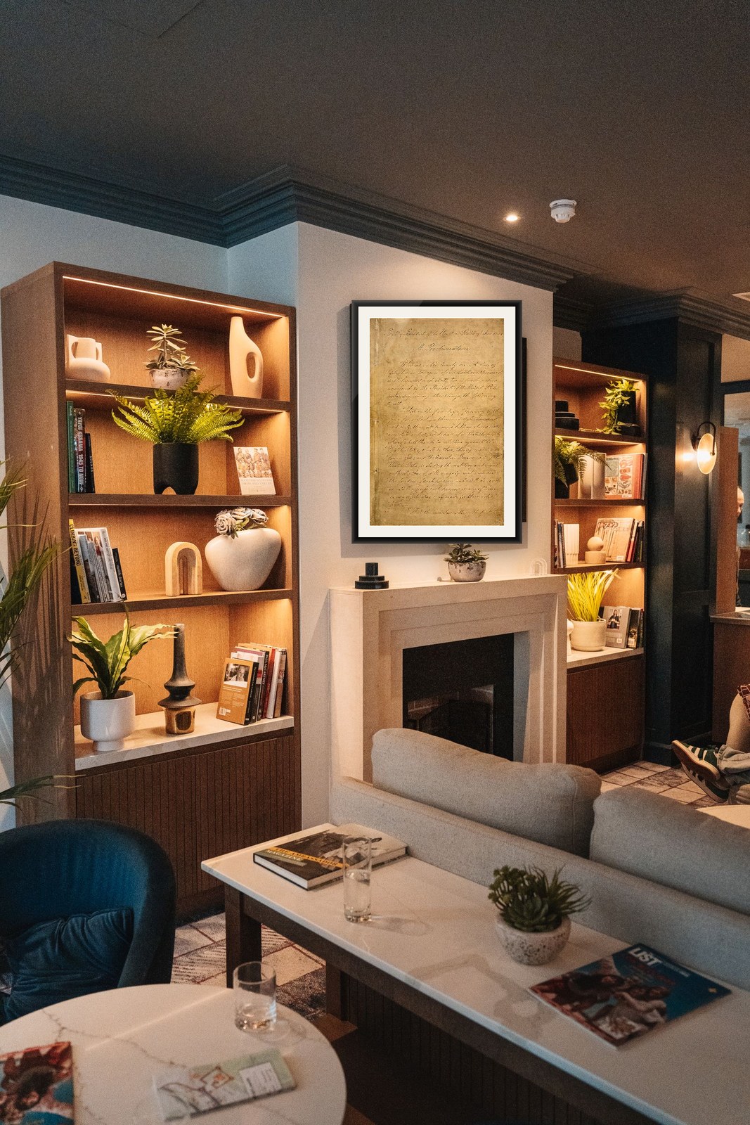 The Emancipation Proclamation, framed and hung in a private room