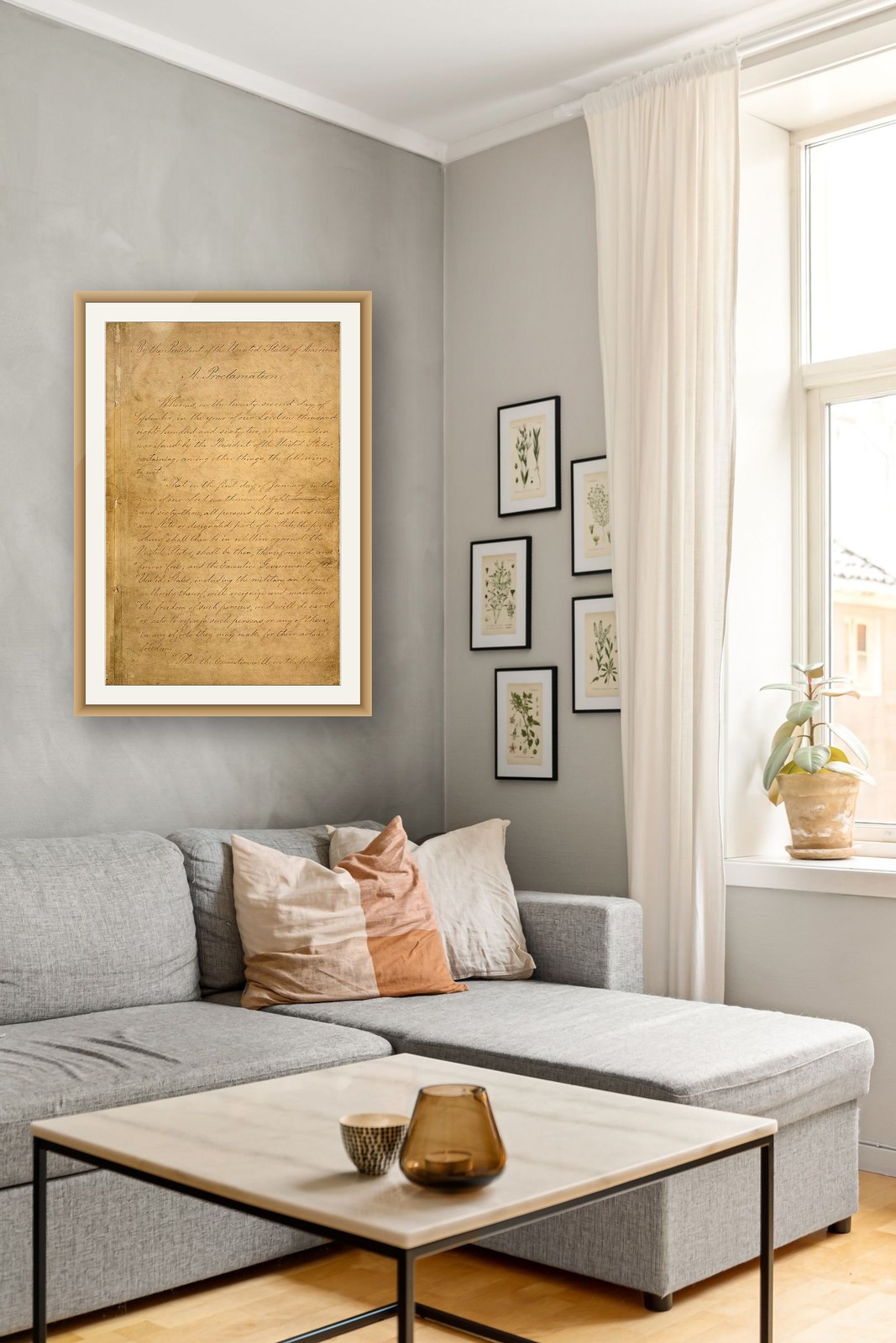On the wall — natural oak