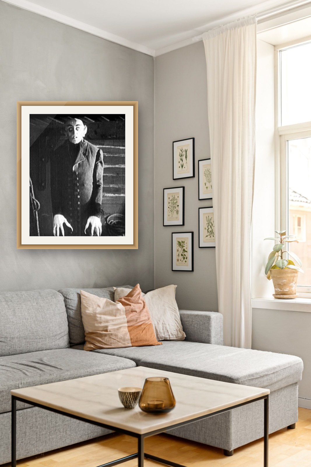 On the wall — natural oak