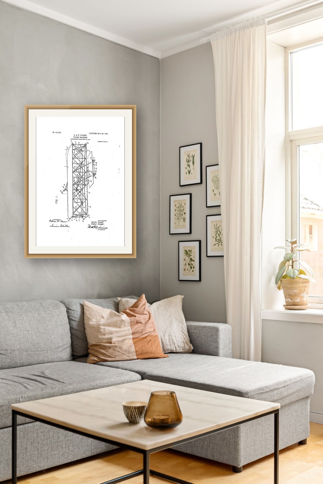 On the wall — natural oak
